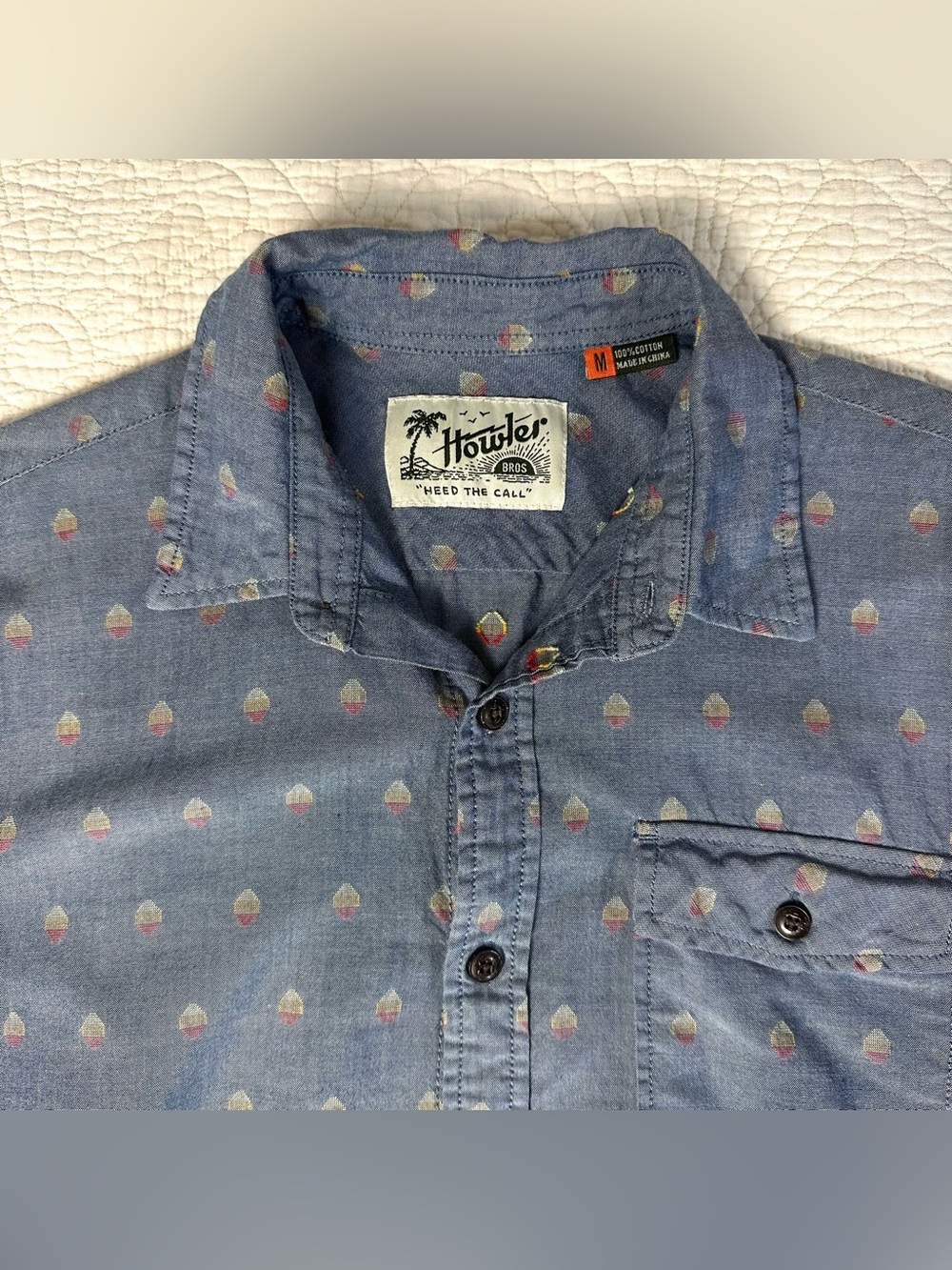 Howler Brothers Blue Short Sleeve Button Up Shirt Mens Medium